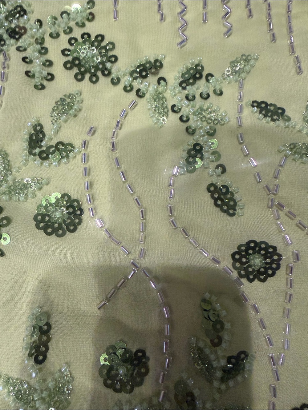 Sequin and Bead Embellished Lime Green Mini Skirt - Picture 7 of 9